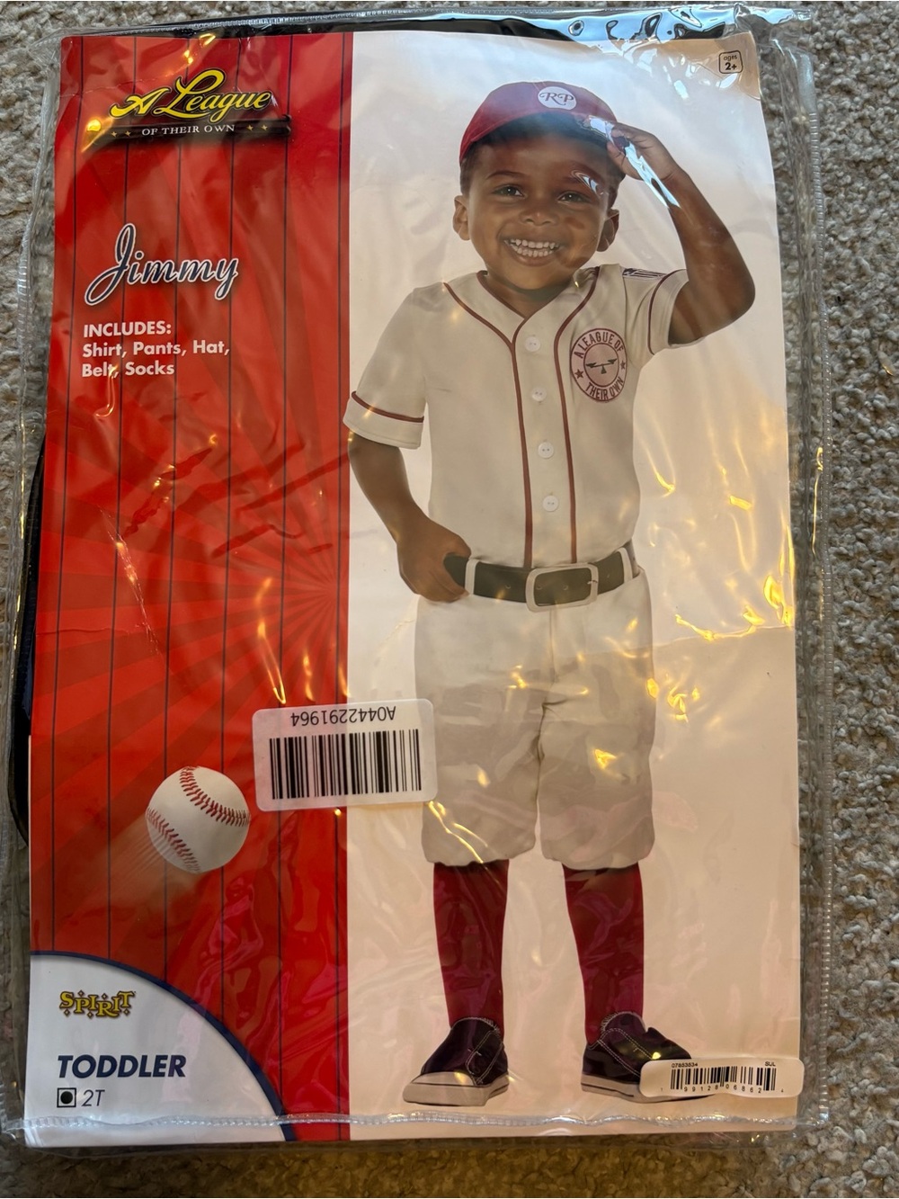 Jimmy A League of Their Own Costume 2T Halloween Spirit Baseball Player